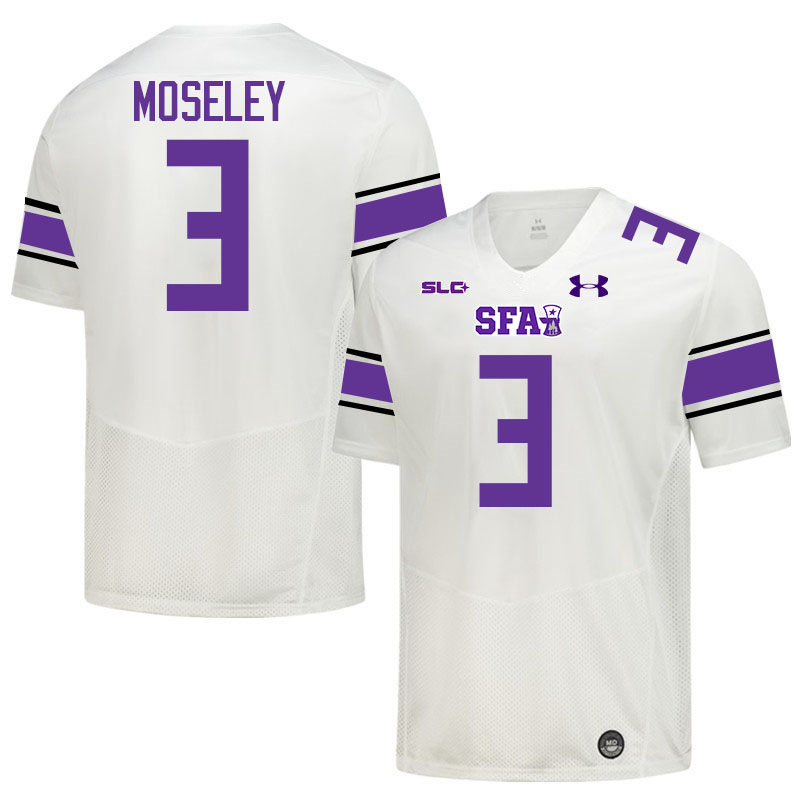 Stephen F. Austin Lumberjacks #3 Mark Moseley College Football Jerseys,Uniforms-White
